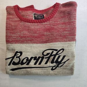 3XL Born Fly Script Sweater Y2K Color Block Street Wear Hip Hop BroCore